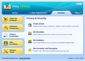 Glary Utilities Free Screenshots - Privacy and Security