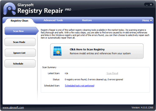 Glarysoft Registry Repair - Scan and clean up your registry.