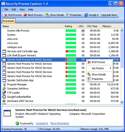 Monitor programs that run on your PC and stop spyware and Trojans.