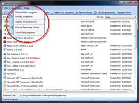 Absolute Uninstaller Screenshots - AutoFix Invalid Entries