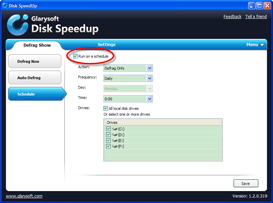 Disk SpeedUp Screenshots - Defragmentation on a Schedule