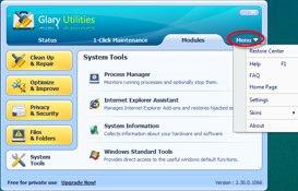 Glary Utilities Free Screenshots - Restore Center