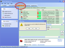 Quick Startup Screenshots - Delete Auto-start Entries