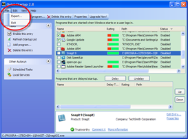 Quick Startup Screenshots - Export Startup List
