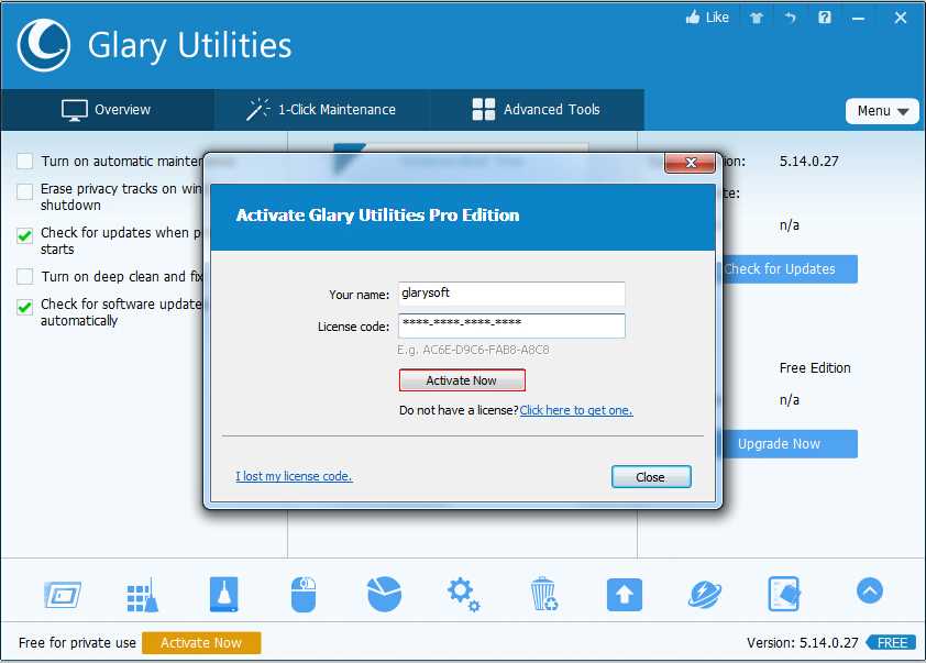 activate glary utilities pro 5